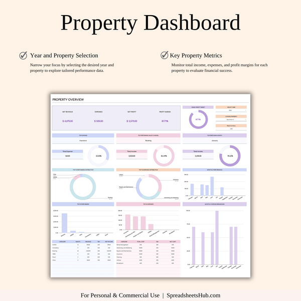 PLR - Property Management Tool for Zillow (Rainbow Theme) - SpreadsheetsHub