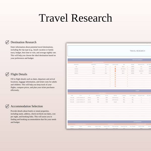 Ultimate Travel Planner Spreadsheet Template for Google Sheets & Excel - SpreadsheetsHub