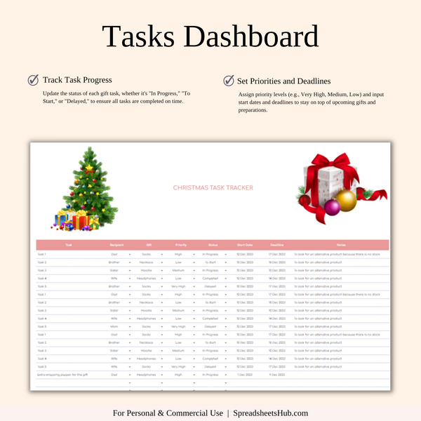 PLR - Christmas Planner Spreadsheet Template - SpreadsheetsHub
