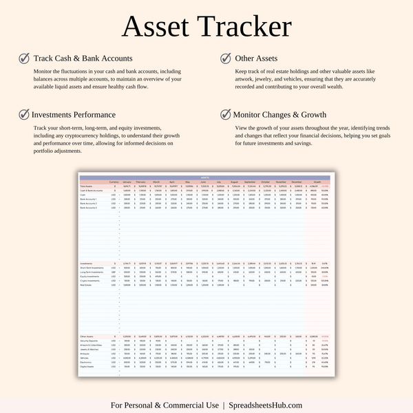 PLR - Net Worth Tracker Spreadsheet - SpreadsheetsHub