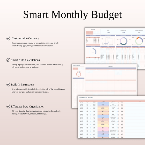Monthly Budget Spreadsheet Template Excel & Google Sheets - SpreadsheetsHub