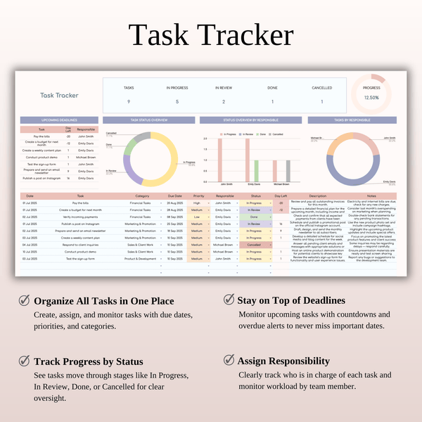 Task Tracker - SpreadsheetsHub