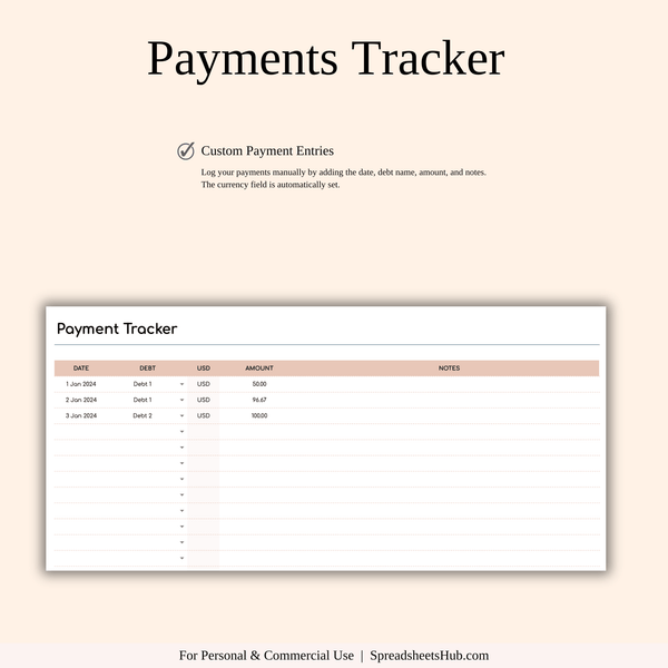 PLR - Debt Snowball Method Payoff Template (Elegant Mode) - SpreadsheetsHub