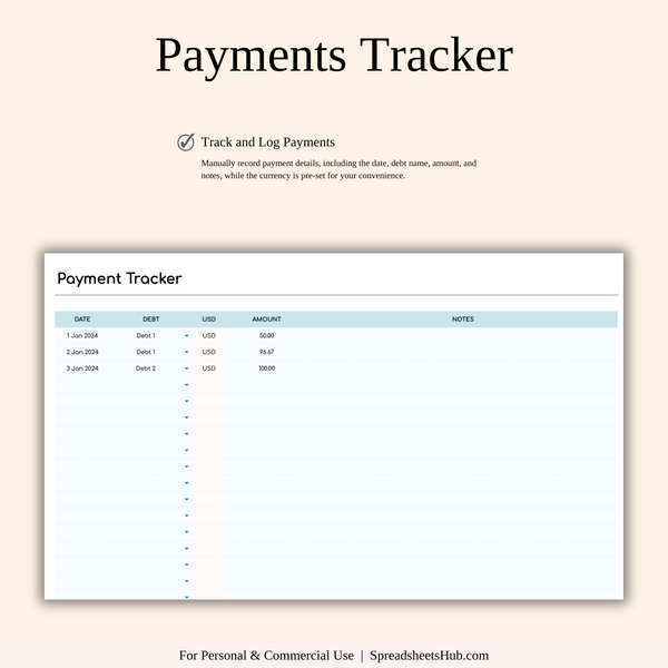 PLR - Debt Snowball Tracker Template (Rainbow Theme) - SpreadsheetsHub
