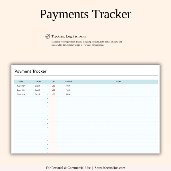 PLR - Debt Snowball Tracker Template (Rainbow Theme) - SpreadsheetsHub