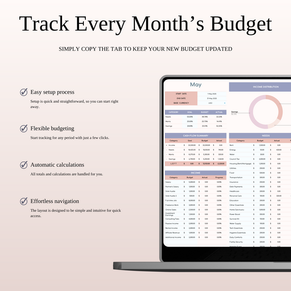 55/25/20 Budget Spreadsheet Template | Excel & Google Sheets - SpreadsheetsHub