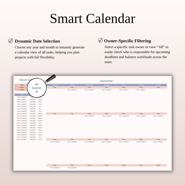 Kanban Board Smart Calendar - SpreadsheetsHub