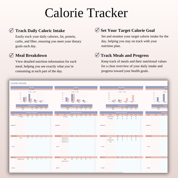 Meal Planner Template for Google Sheets & Excel - SpreadsheetsHub
