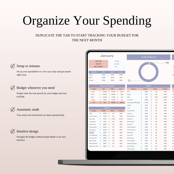 30/50/20 Budget Spreadsheet Template | Excel & Google Sheets - SpreadsheetsHub