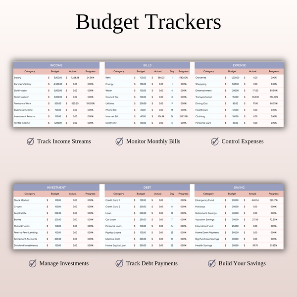 Ultimate Monthly Budget Spreadsheet Template Excel & Google Sheets - SpreadsheetsHub