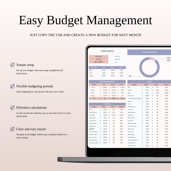 70/20/10 Budget Spreadsheet Template | Excel & Google Sheets - SpreadsheetsHub