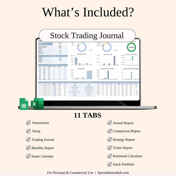 PLR - Trading Journals for Tracking Financial Markets - SpreadsheetsHub