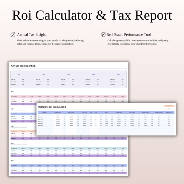 Rental Property Management Spreadsheet | Excel & Google Sheets Template (Rainbow Theme) - SpreadsheetsHub