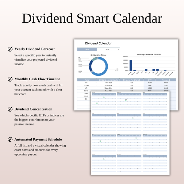 Dividend Smart Calendar ETF & Index Fund Tracker