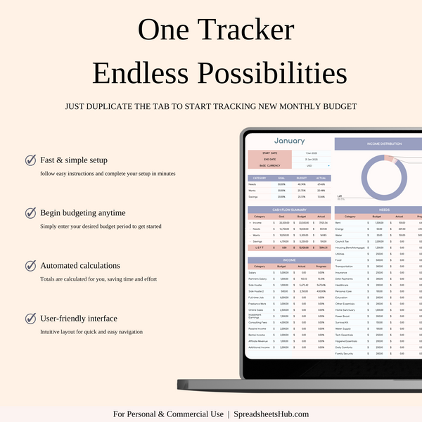 PLR - 50/30/20 Budget Spreadsheet Template - SpreadsheetsHub