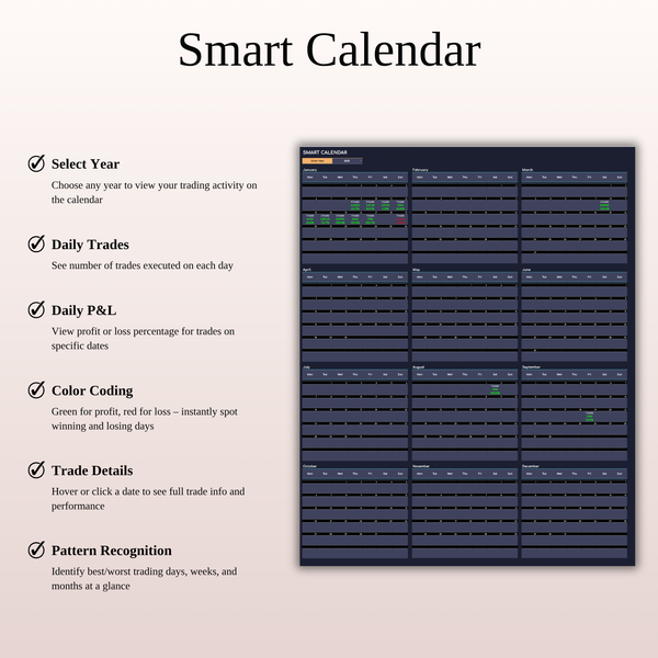 Smart Calendar - Crypto Trading Journal | SpreadsheetsHub