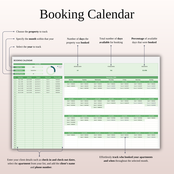 Rental Property Bookkeeping Tracker | Excel & Google Sheets Template (Green Theme) - SpreadsheetsHub