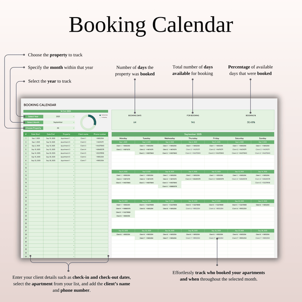 Rental Property Bookkeeping Tracker | Excel & Google Sheets Template (Green Theme) - SpreadsheetsHub