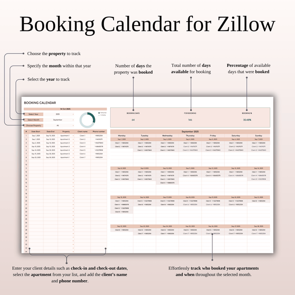 Zillow Property Tracker | Excel & Google Sheets for Hosts (Elegant Theme) - SpreadsheetsHub
