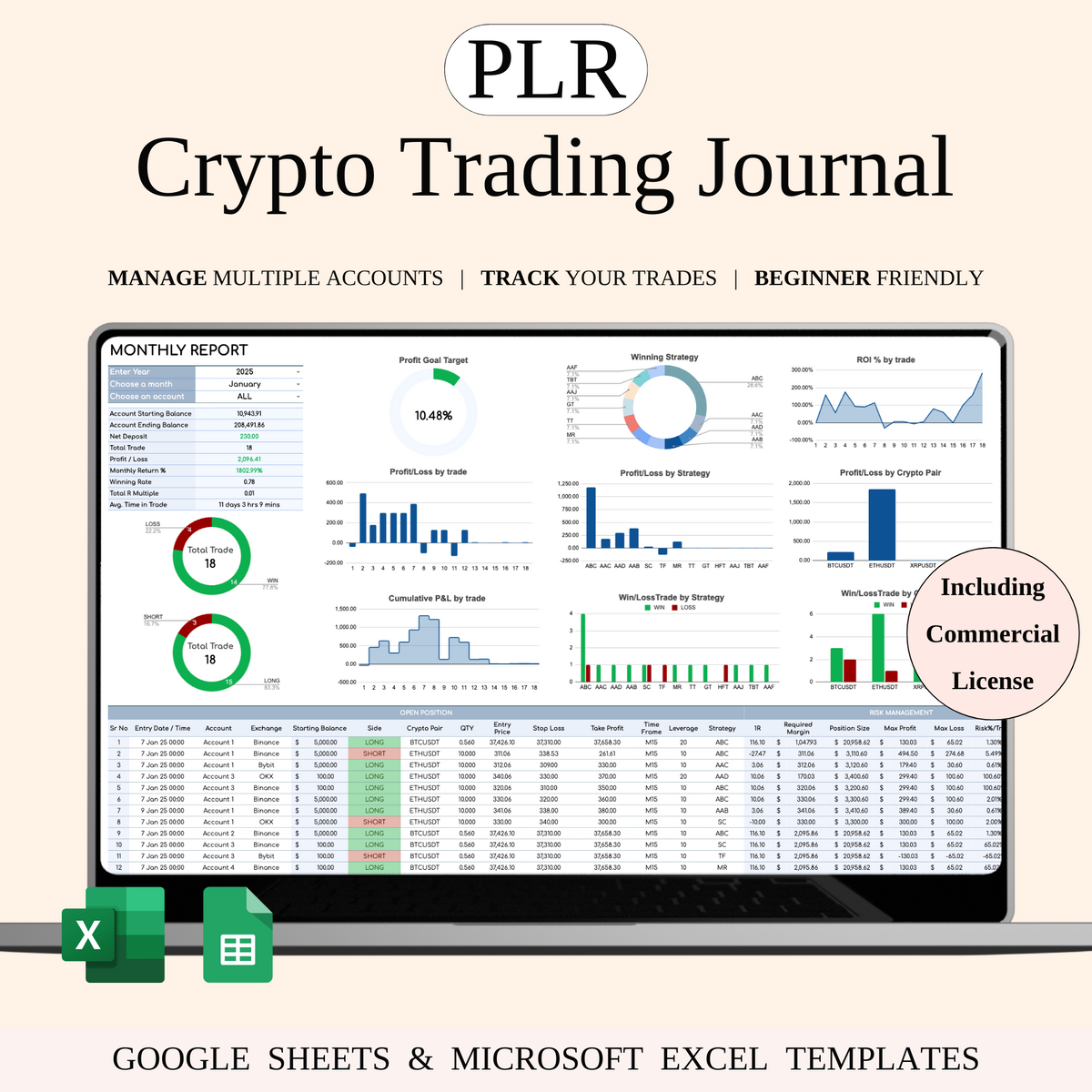 PLR - Crypto Trading Journal | SpreadsheetsHub