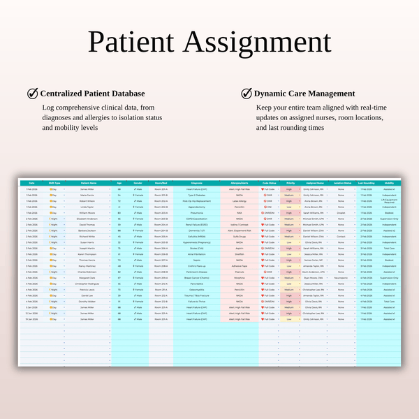 Patient Assignment Nurse Shift Tracker