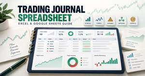 Trading journal spreadsheet dashboard for stocks, forex, futures, options and crypto