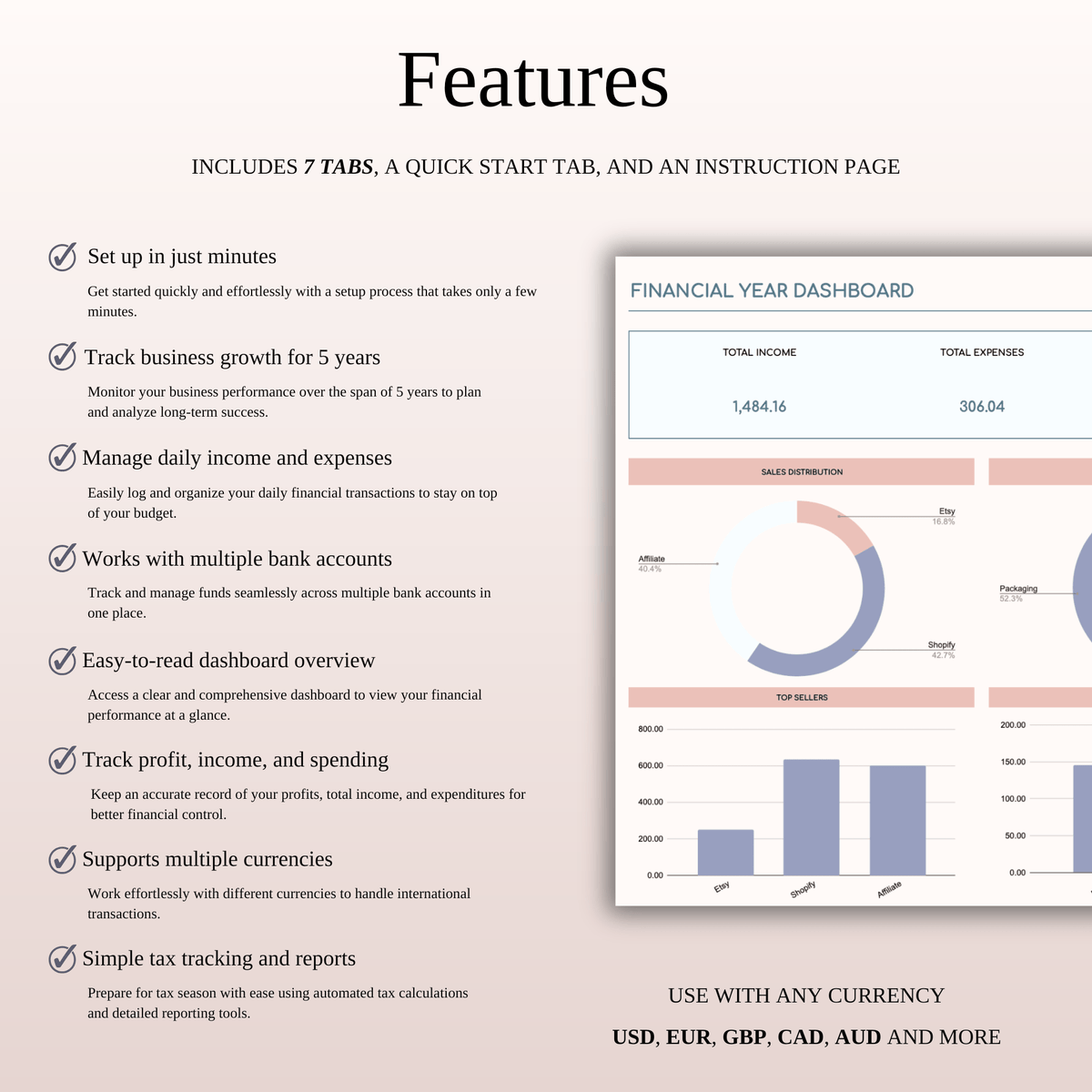 Bookkeeping Spreadsheet Template for Google Sheets & Excel