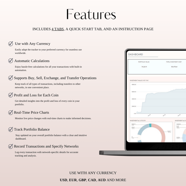 Cryptocurrency Investment Portfolio Tracker Spreadsheet for Excel & Google Sheets - SpreadsheetsHub