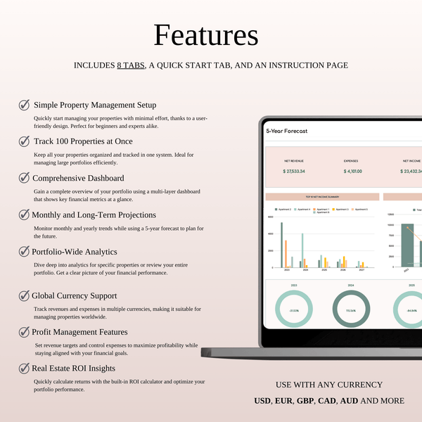 Rental Property Management Spreadsheet Template | Excel & Google Sheets (Elegant Theme) - SpreadsheetsHub