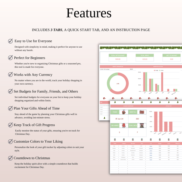 Christmas Planner Spreadsheet for Google Sheets & Excel - SpreadsheetsHub