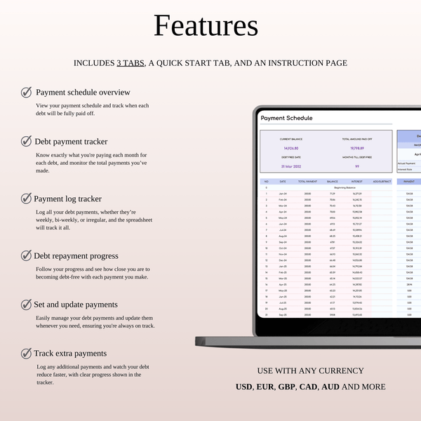 Debt Snowball Tracker Template Excel & Google Sheets (Rainbow Theme) - SpreadsheetsHub