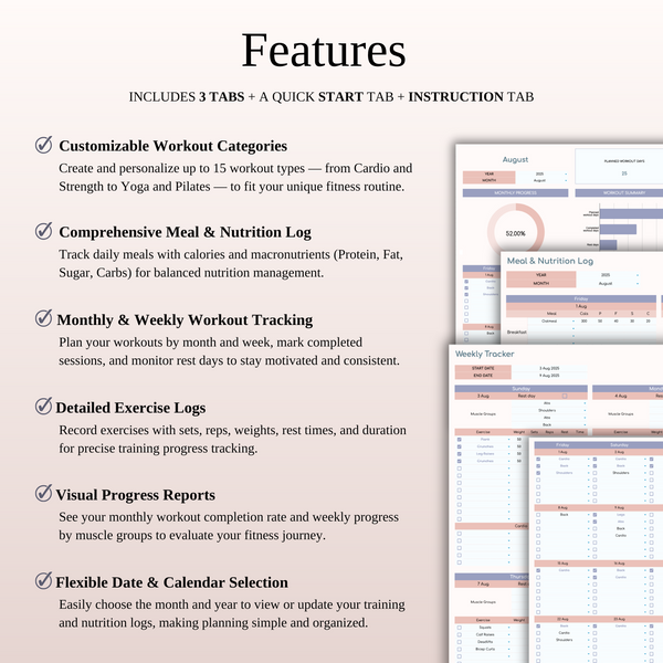 Fitness Planner Template Spreadsheet for Google Sheets & Excel - SpreadsheetsHub
