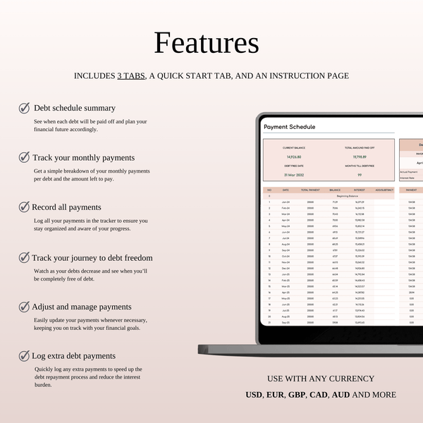 Debt Snowball Method Payoff Template for Excel & Google Sheets (Elegant Mode) - SpreadsheetsHub