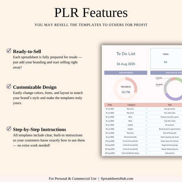 PLR - To-Do List Tracker Template - SpreadsheetsHub