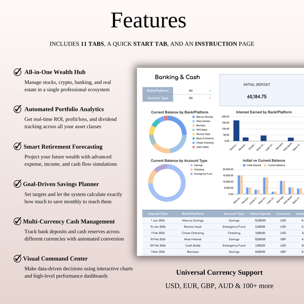 Features Investment Tracker - SpreadsheetsHub