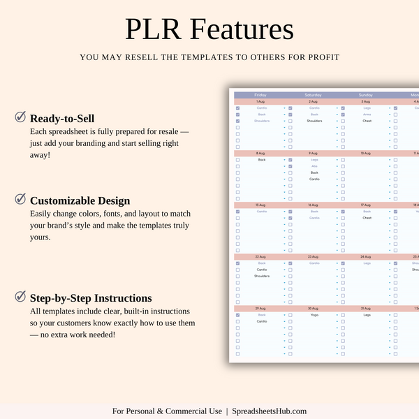 PLR - Fitness Planner - SpreadsheetsHub