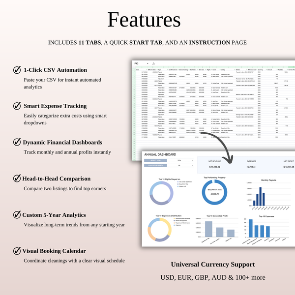 Ultimate Airbnb Host CSV Tracker: Excel & Google Sheets Template for Income and Expenses - SpreadsheetsHub