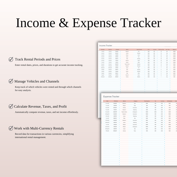 Vehicle Rental Management & Booking Tracker Spreadsheet Template Excel & Google Sheets - SpreadsheetsHub