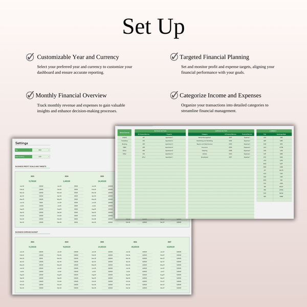 Rental Property Bookkeeping Tracker | Excel & Google Sheets Template (Green Theme) - SpreadsheetsHub