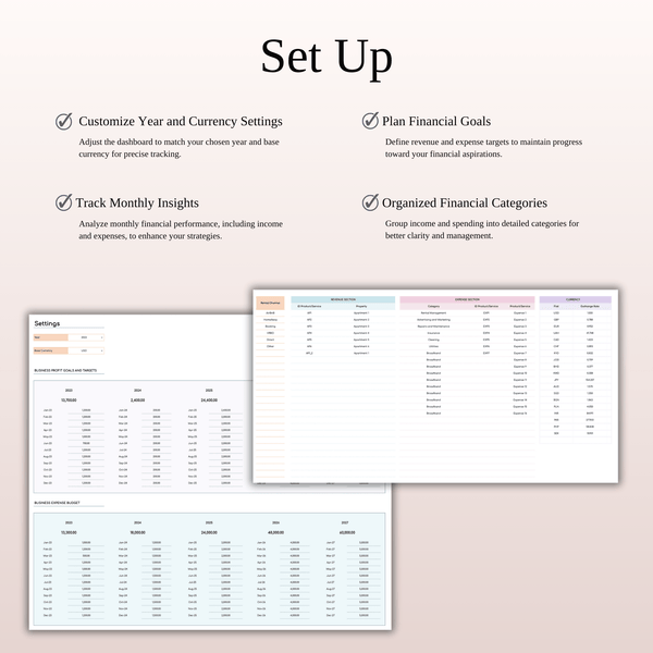 Property Management Tool for Zillow | Excel & Google Sheets Template (Rainbow Theme) - SpreadsheetsHub