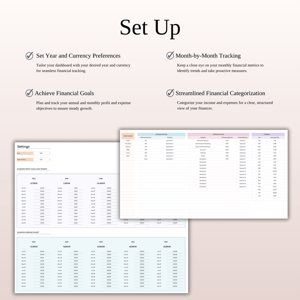 Rental Property Management Spreadsheet | Excel & Google Sheets Template (Rainbow Theme) - SpreadsheetsHub