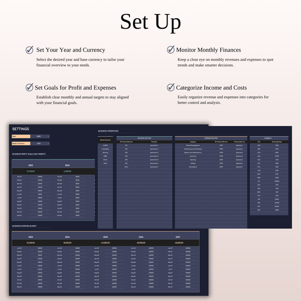 Zillow Bookkeeping Tracker | Excel & Google Sheets Template (Dark Theme) - SpreadsheetsHub