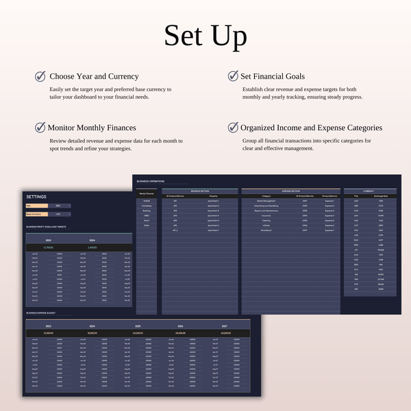 Rental Property Accounting & Bookkeeping | Excel & Google Sheets Template (Dark Theme) - SpreadsheetsHub