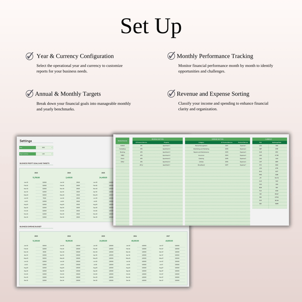 Airbnb Bookkeeping Income & Expense Spreadsheet Template | Excel & Google Sheets (Green Theme) - SpreadsheetsHub