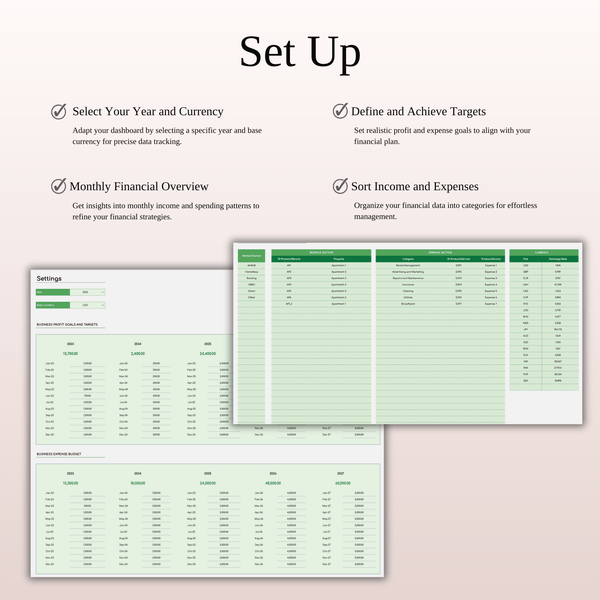 Zillow Rental Property Management | Income & Expense Tracker (Green Theme) - SpreadsheetsHub