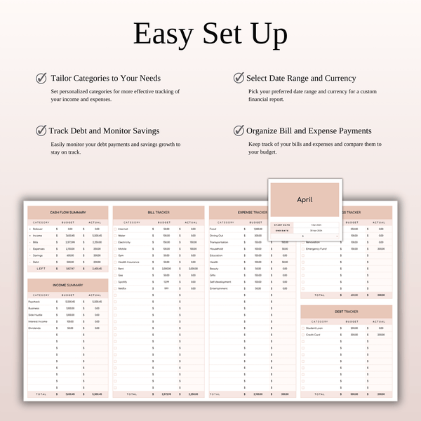 Budget Planner Excel & Google Sheets, Monthly Budget Spreadsheet, Personal Finance Tracker (Elegant Theme) - SpreadsheetsHub