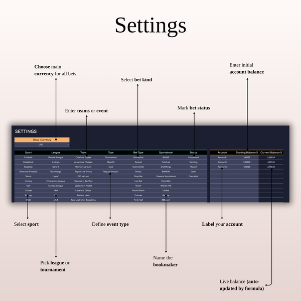 Account Transactions - Settings - Sports Betting Journal (Dark Mode) 