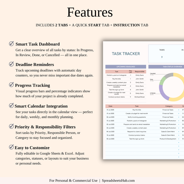 PLR - Task Tracker Template - SpreadsheetsHub