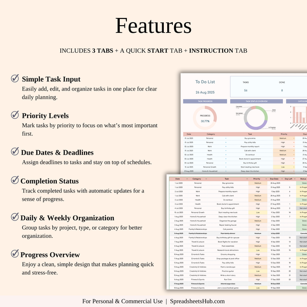 PLR - To-Do List Tracker Template - SpreadsheetsHub