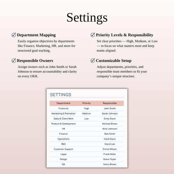 OKR Tracker Settings  - SpreadsheetsHub